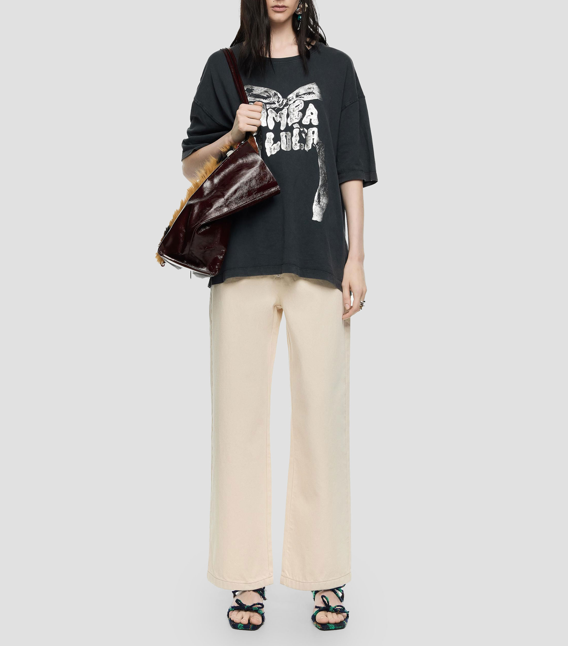 Pantalón denim tobillero Mujer